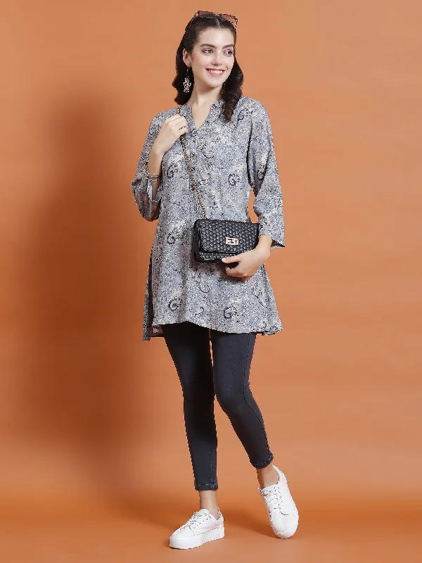 TunicTopKrakenWomen Blue Paisley Print Tunic