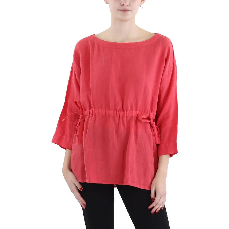 PulloveroversizedWomens Drawstring Hem Split Hem Pullover Top