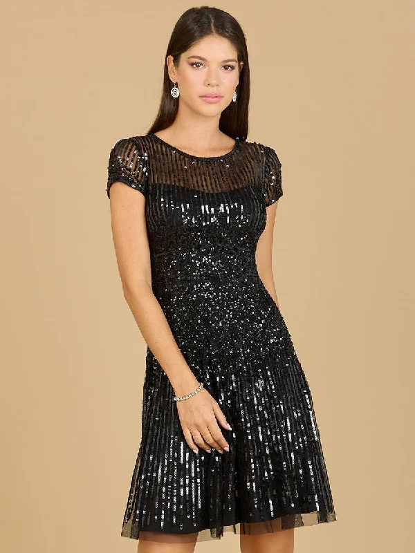 Lara Dresses 29180 Cap Sleeve Sequin Cocktail DressTightjacket