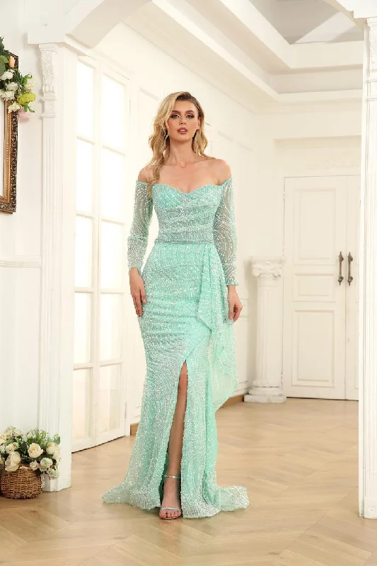 High Couture NR2269 Long Off Shoulder Formal Prom DressTighten