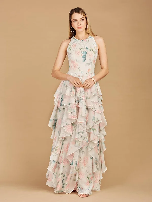 Lara Dresses 29247 Ruffled Print Long Formal DressTightdefense