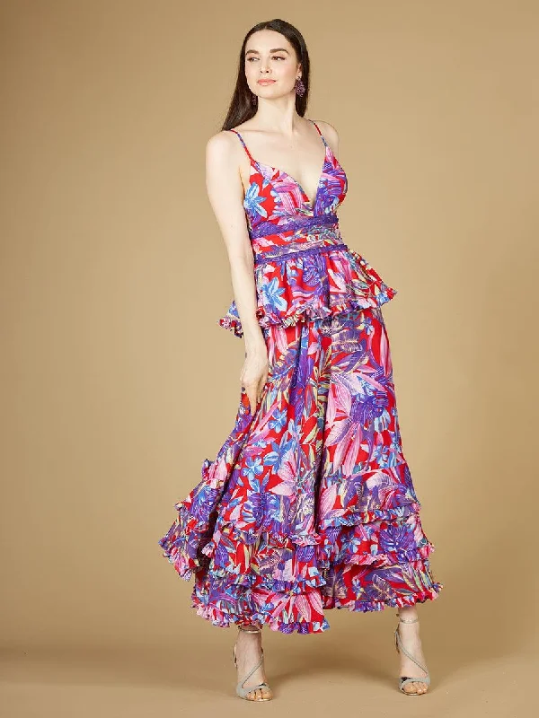 Lara Dresses 29268 Long Printed Formal DressTightcollar