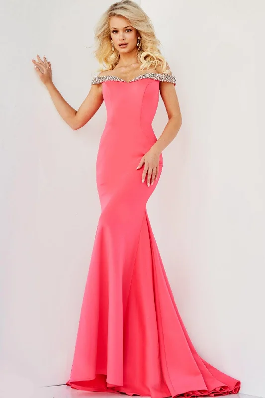 Jovani 08436 Long Off Shoulder Mermaid Prom DressTightfit