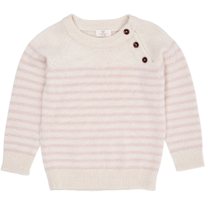 PulloverwindproofCOPENHAGEN COLORS Cream/Dusty Rose Stripe Merino Classic Striped Pullover