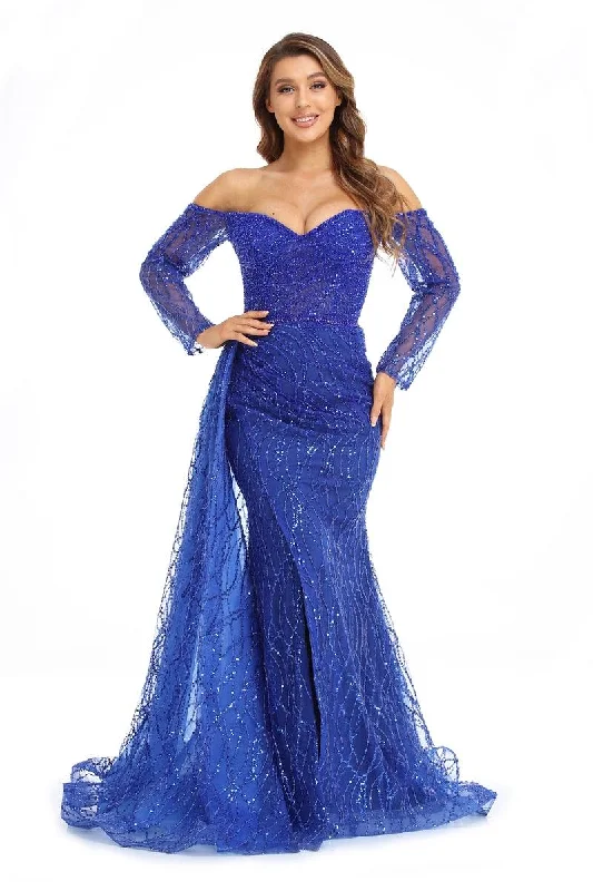 High Couture NR2245 Prom Long Off Shoulder Formal DressTightrhythm