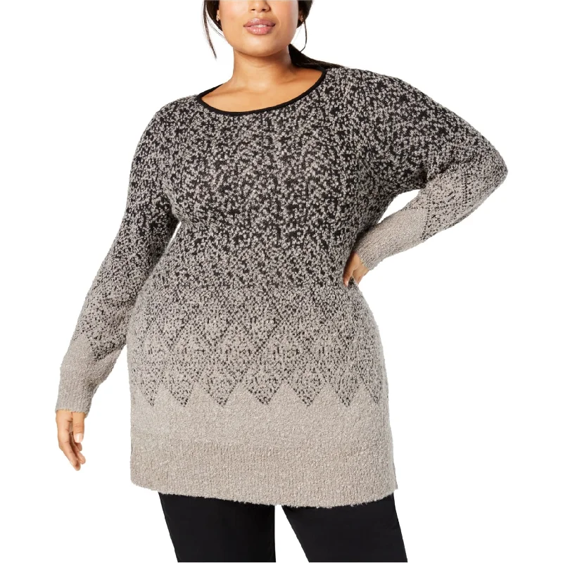 TunicTopCurrentStyle & Co. Womens Graduated Jacquard Tunic Sweater, Grey, 3X