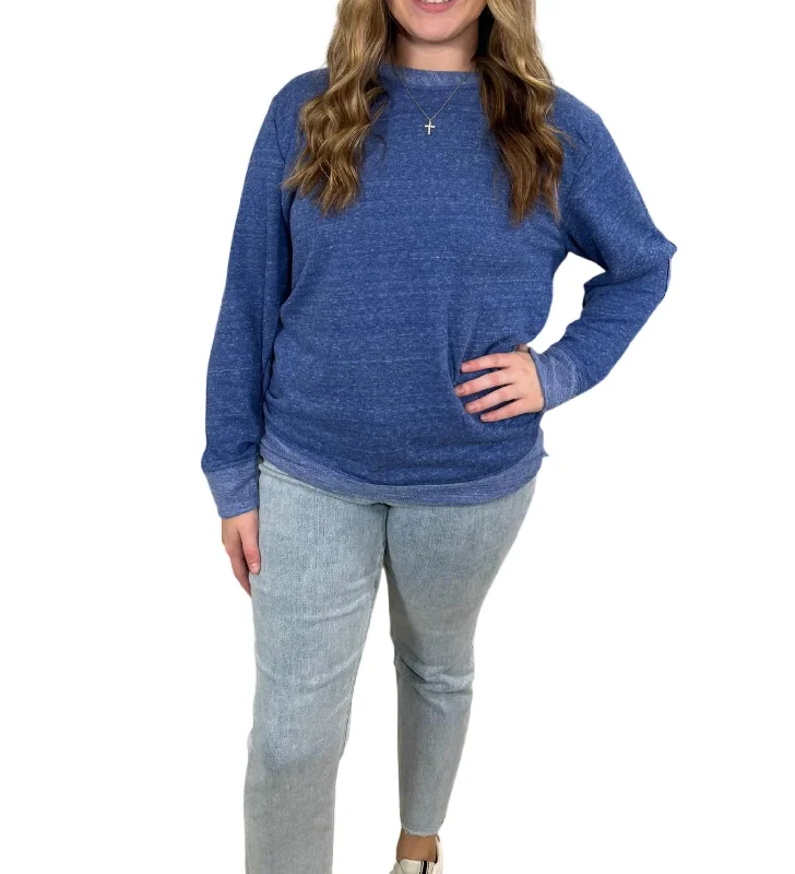 PullovercomfyFrench Terry Long Sleeve Pullover In Royal