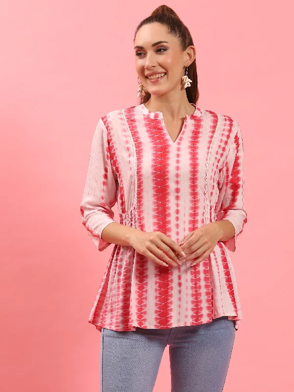 TunicTopFlexWomen Coral Tie Dye Printed Tunic