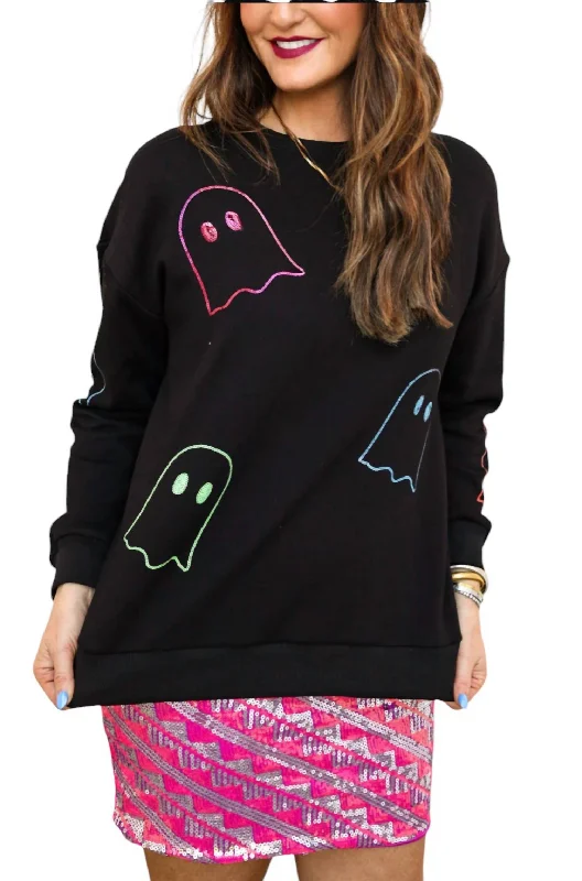 PulloverdesignSequin Ghost Pullover Sweatshirt In Black