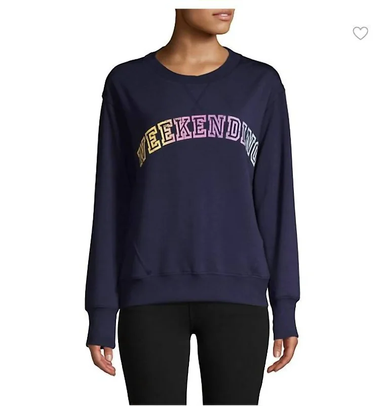 PulloverglossWeekending Soft Crew Neck Pullover Sweatshirt In Navy