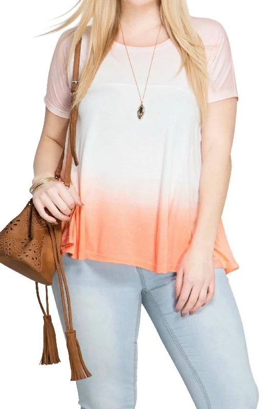 TunicTopZenOmbre Short Sleeve Tunic Top In Orange