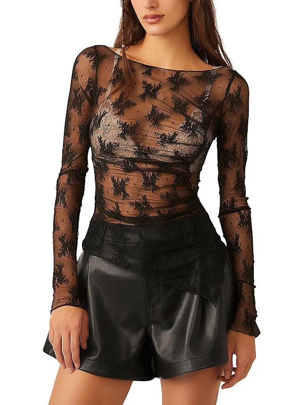 PulloverzipWomens Lace Sheer Pullover Top