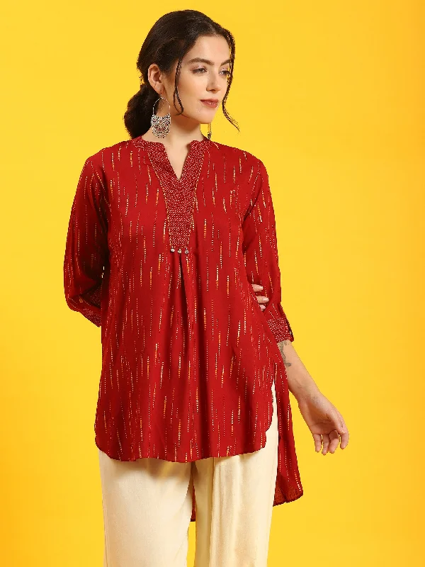 TunicTopSteelWomen Maroon Printed Tunic