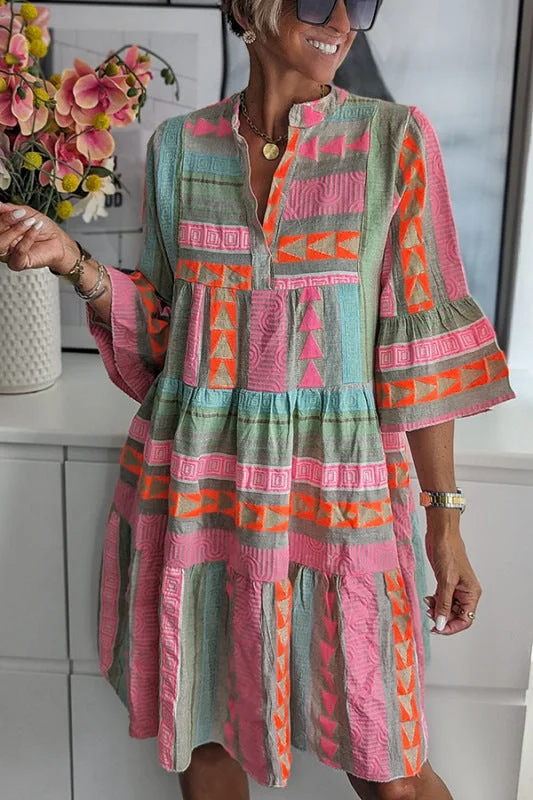 TunicTopProTrendy Aztec V-Neck Tunic Dress