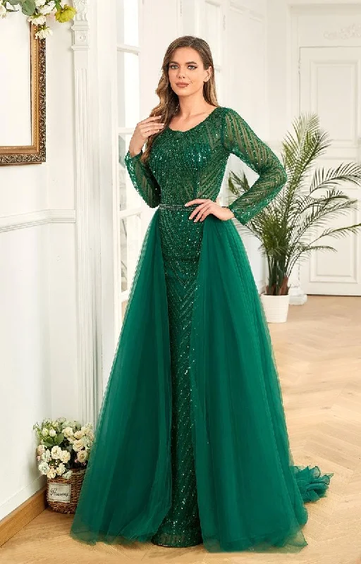 High Couture NR2214 Long Sleeve Prom Formal Evening GownTightlipped