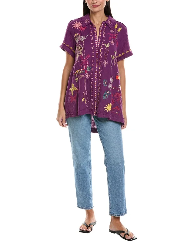 TunicTopBlazeJohnny Was Faye Gauze Tunic