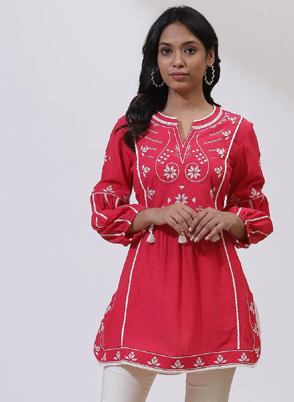 TunicTopAuraFuschia Alora Collection Embroidered Tunic