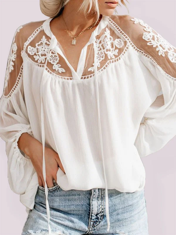 PulloversoftExperience effortless style with our Sexy Lace Pullover T-Shirt Blouse!