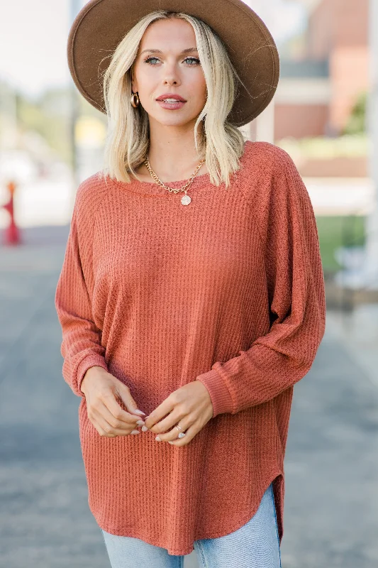 TunicTopSteelEasy Like Sunday Rust Orange Waffle Tunic