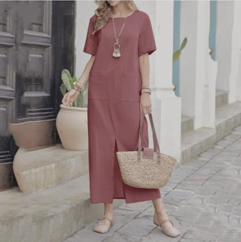 TunicTopAquaWomen's Midi Dress Tunic for Relaxed Summer Outings & BBQs