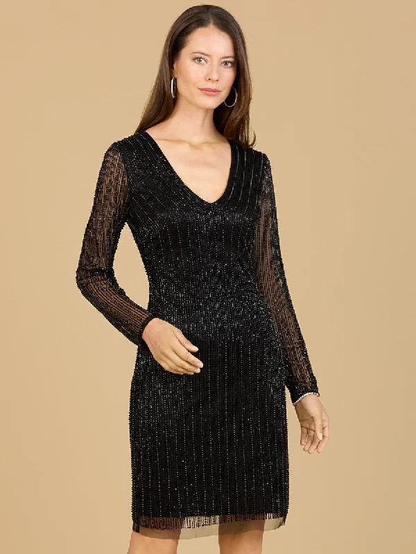 Lara Dresses 29164 Beaded Long Sleeve Cocktail DressTightfinish