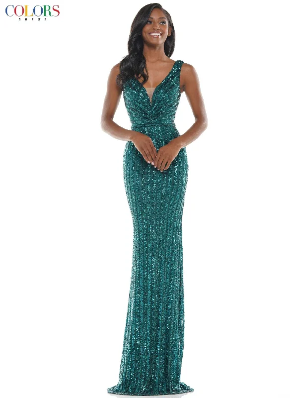 Colors G1042 Colors Long Sleeveless Fitted Prom Gown SaleTightgarter