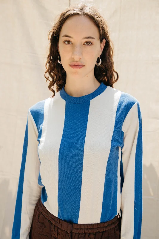 Copa Striped Long Sleeve T - White/Cobalt