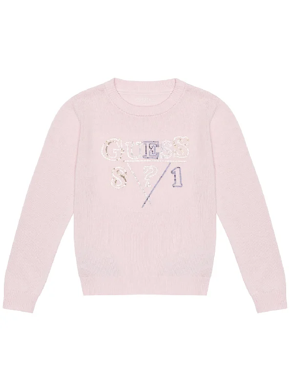 Ballet Pink Long Sleeve Logo Knit Top (2-7)