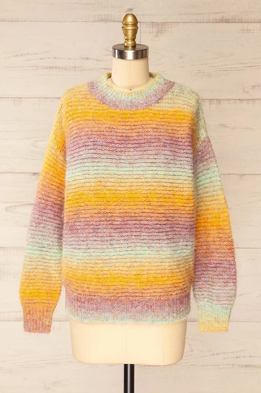 Queeri | Multicolour Knitted SweaterFringed Knit Tops