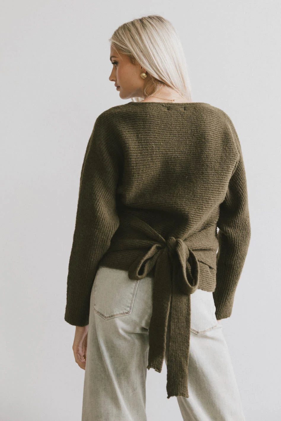 Azura Knit Sweater in GreenTasseled Knit Tops