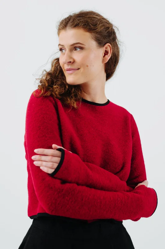 Crop Sweater, Wool, Red PoppySpring Knit Tops