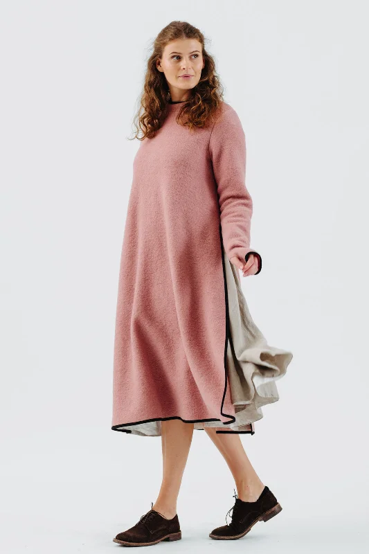 Double Slit Dress, Wool, PinkThermal Knit Tops