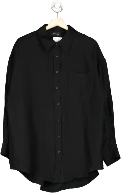 Anine Bing Black Tio Button-Up Shirt UK MHemp Shirts