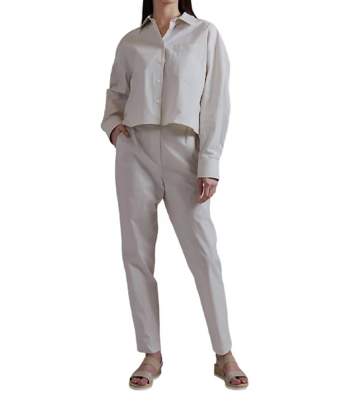 Anne Long Sleeve Stretch Poplin Shirt In PuttyYoga Shirts