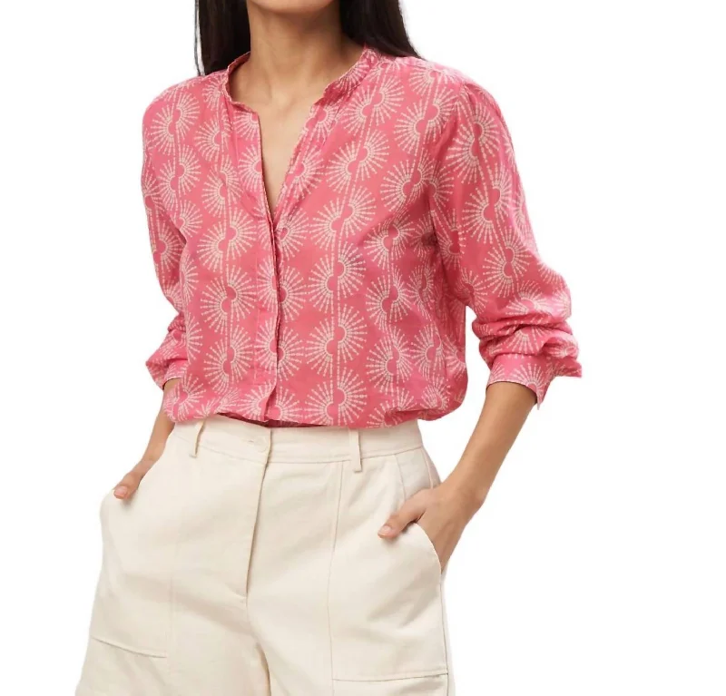 Cartoon Woven Shirt In PinkSilk Shirts