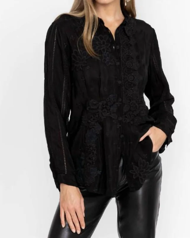 Celia Applique Shirt In BlackEmbellished Shirts