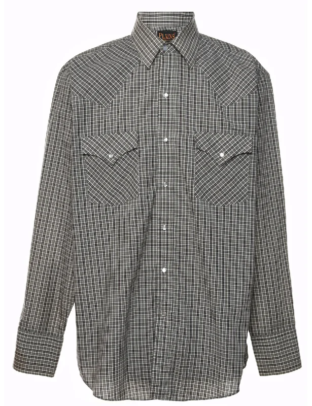 Checked Grey Western Shirt - MCamping Shirts