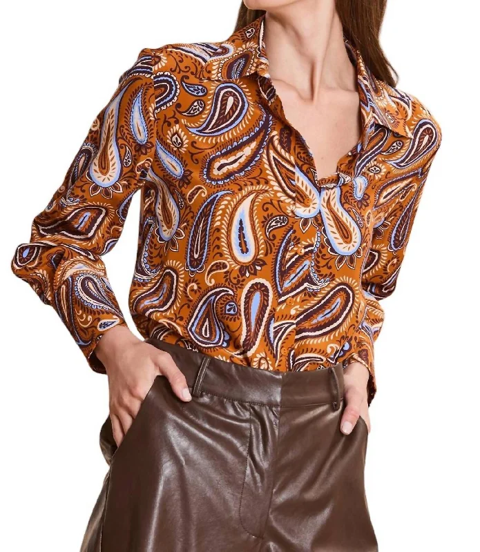 Chloe Silk Paisley Shirt In MultiRayon Shirts