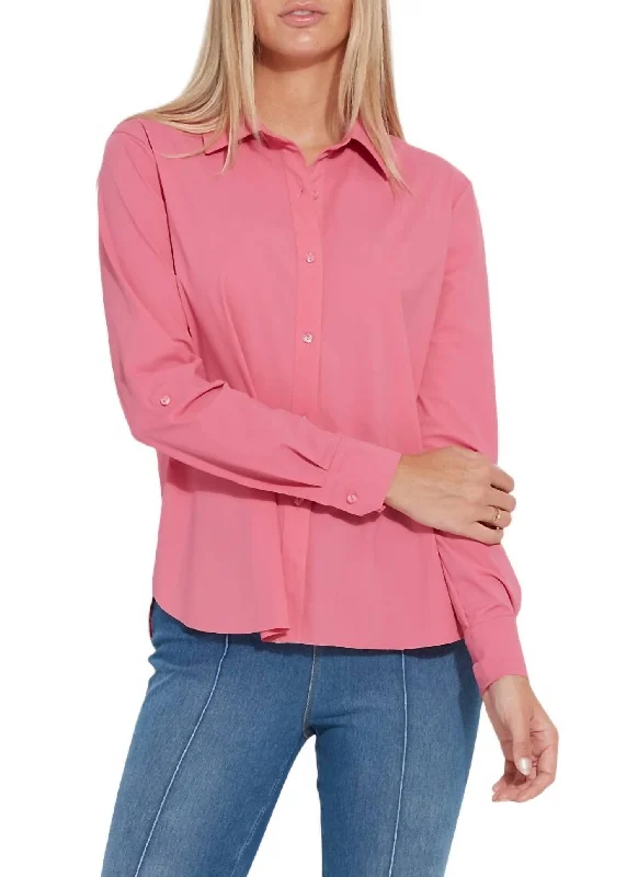 Connie Roll Tab Shirt In Coral RoseLayered Shirts