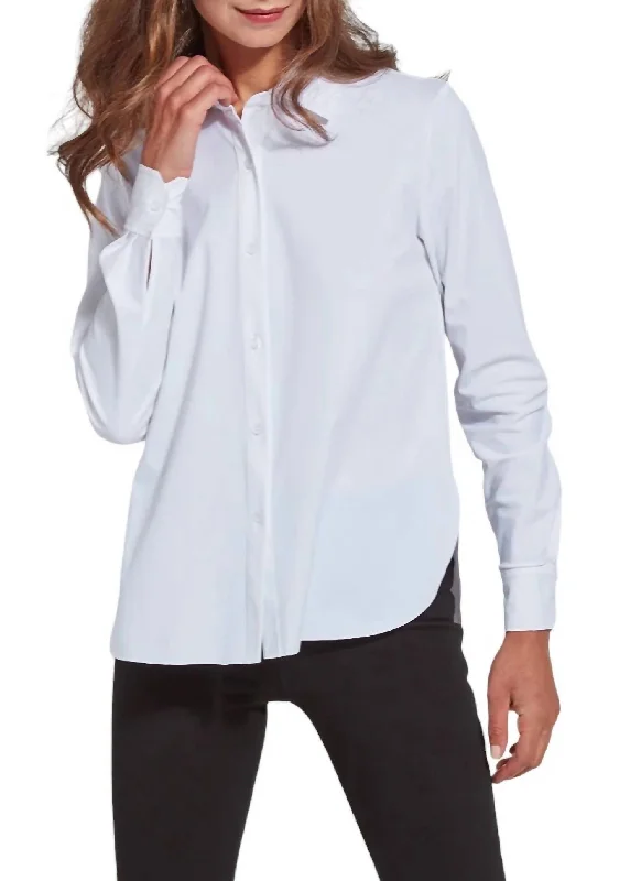 Connie Slim Button Down Shirt In WhiteStriped Shirts