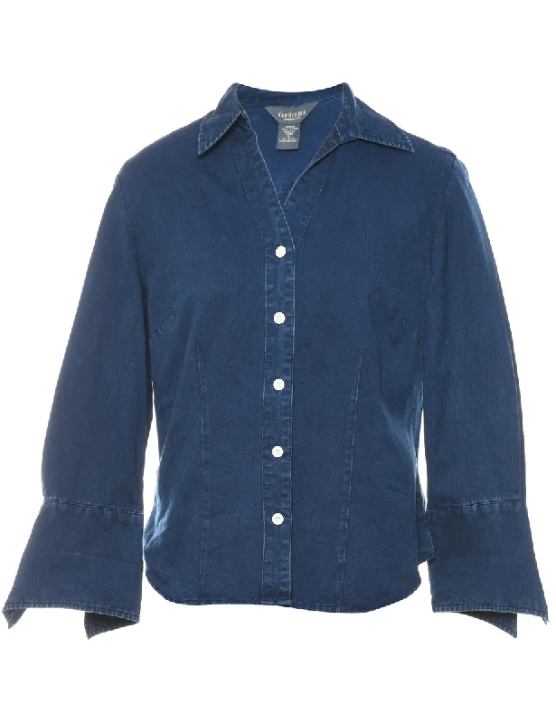 Dark Wash Van Heusen Denim Shirt - SCotton Shirts