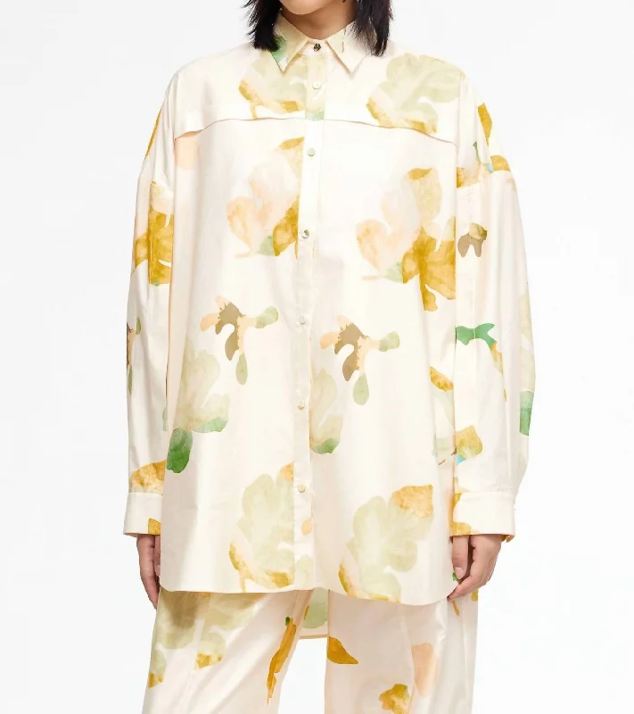 Edmond Button Down Shirt In Botanic ImpressionAsymmetrical Shirts