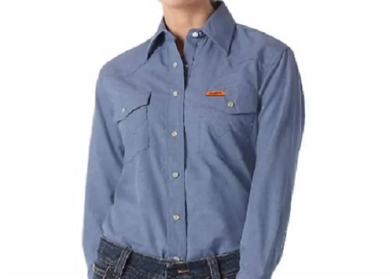 Flame Resistant Denim Work Shirt In BlueCashmere Shirts