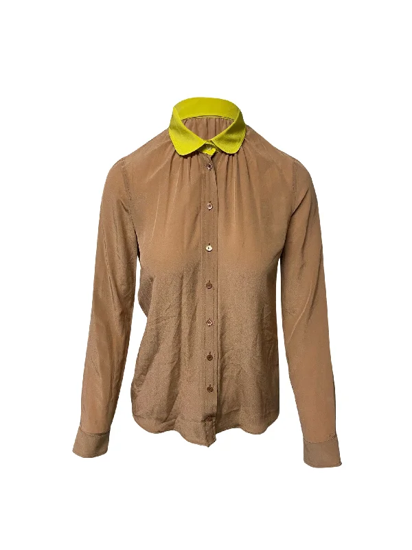 Gucci Buttondown Shirt in Brown SilkLayered Shirts