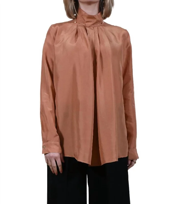 Habotai Silk Bohemian Shirt In CopperPeplum Shirts