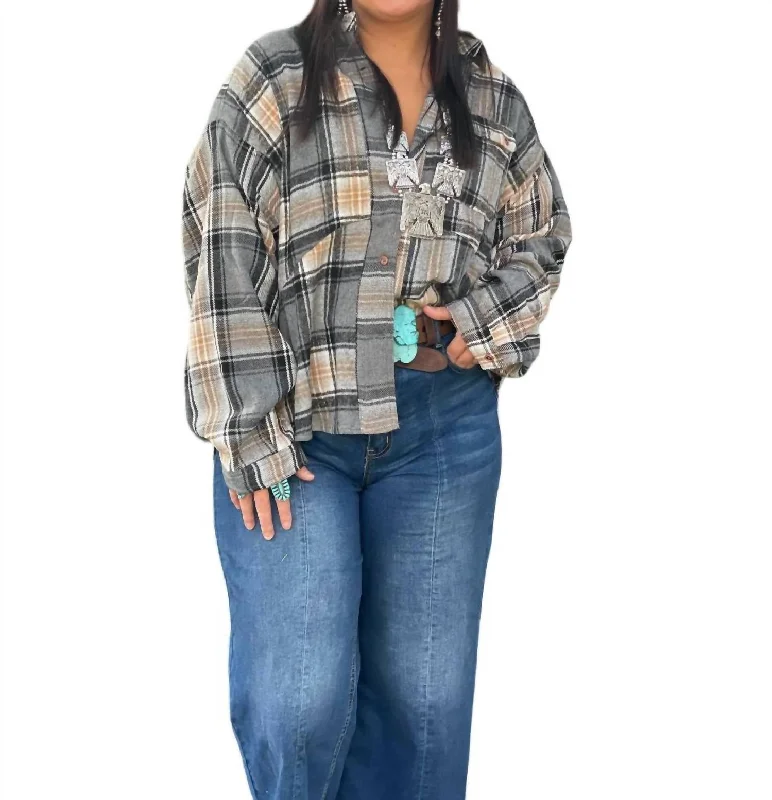 Hillary Flannel Shirt In Grey MixSleep Shirts