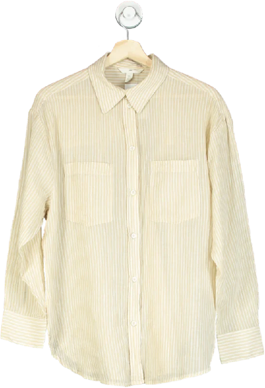 H&M Beige Striped Shirt UK SDenim Shirts