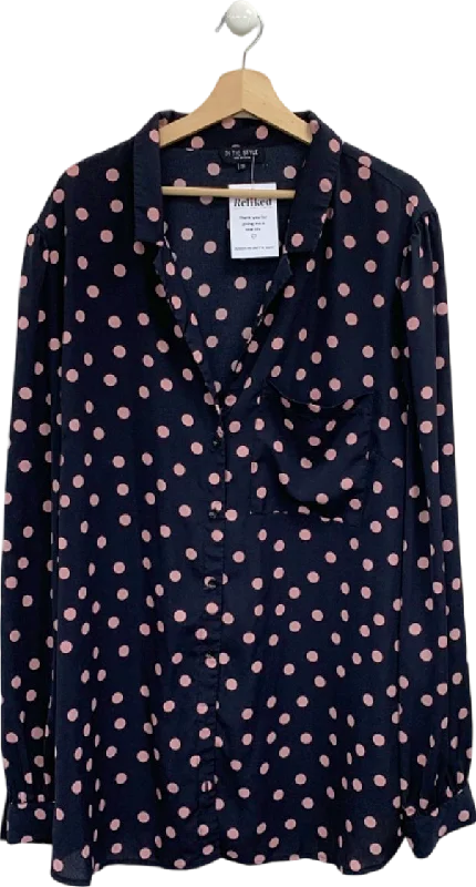 In The Style Black and Pink Polka Dot Button-Up Shirt UK 28Hip-Hop Shirts