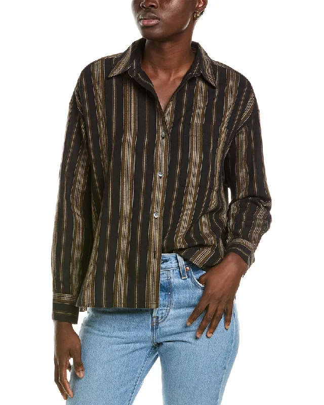 James Perse Relaxed Striped Linen-Blend ShirtZippered Shirts