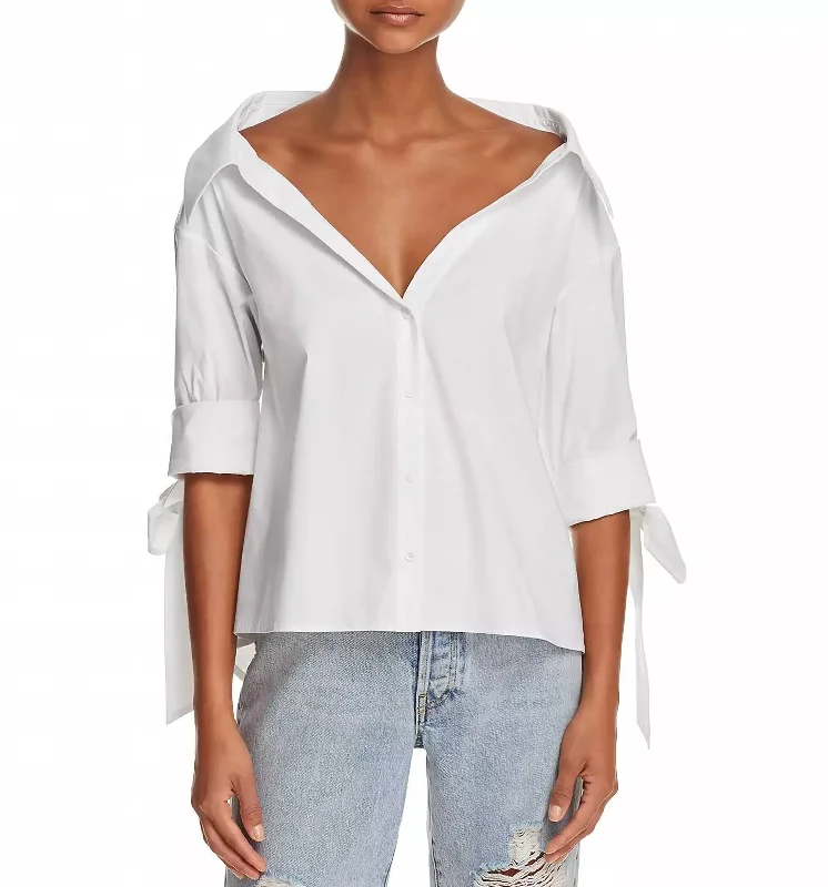 Judith Tie French Cuff Button Down Shirt In WhiteHemp Shirts